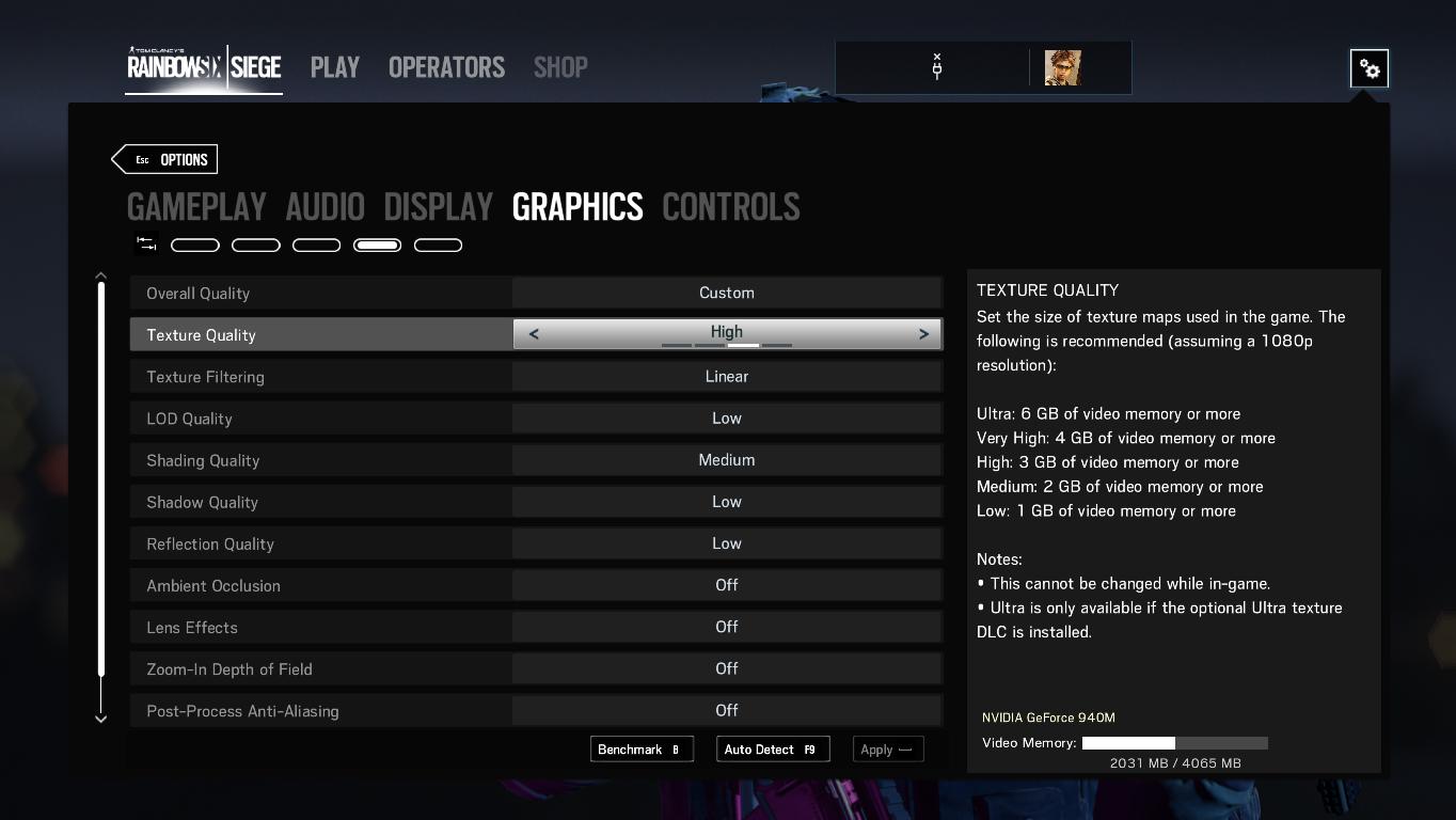 It is better to keep the Texture settings 'High' It is better to keep the Texture settings 'High'