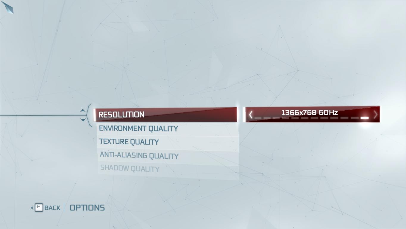 Assassin's Creed 3's option menu Assassin's Creed 3's option menu